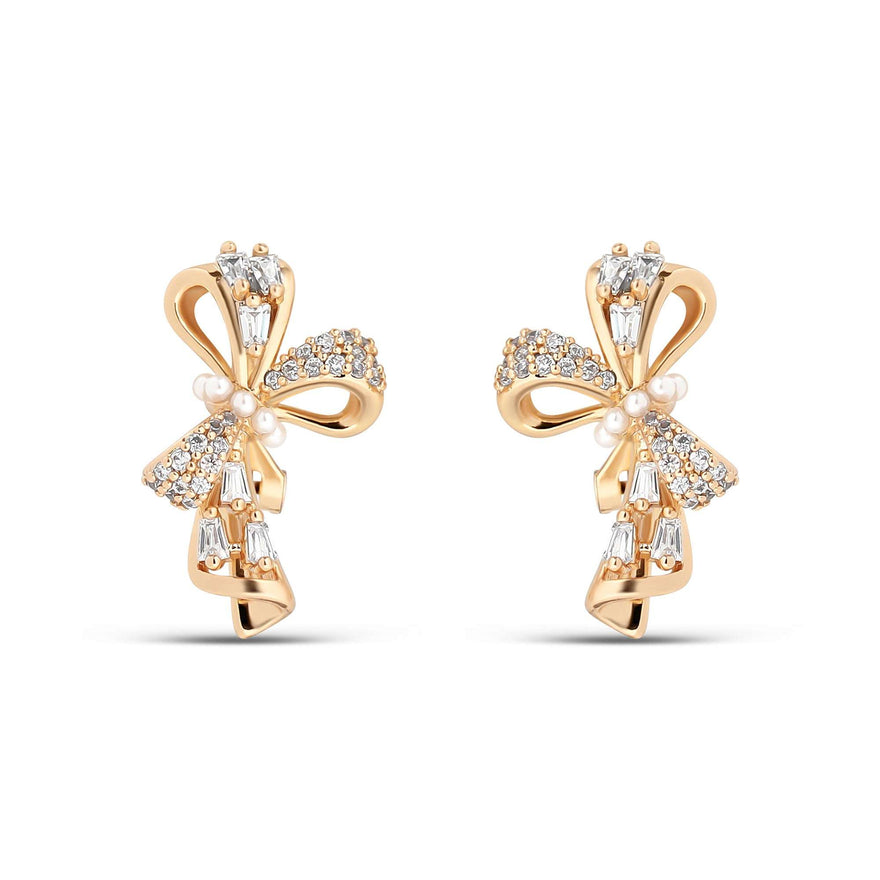 Bow clip-on earrings with pearls