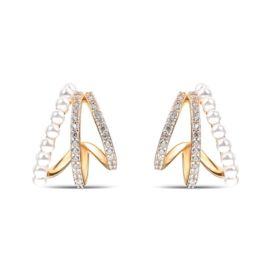 Faux pearl and cubic zirconia studs