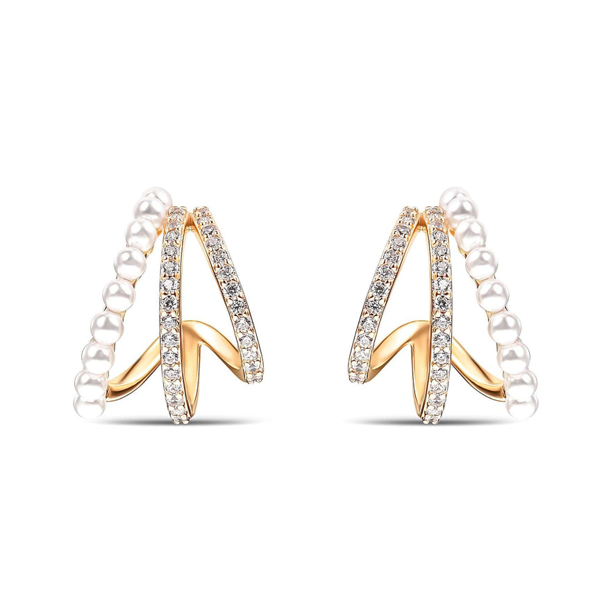 Faux pearl and cubic zirconia studs