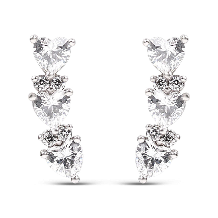 Three-heart cubic zirconia studs