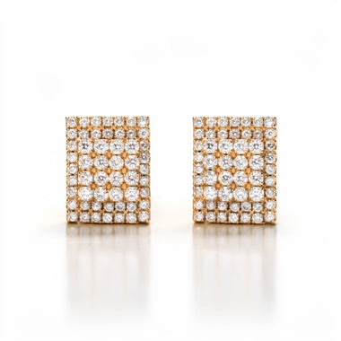 Square pavé clip-on earrings, 16 mm