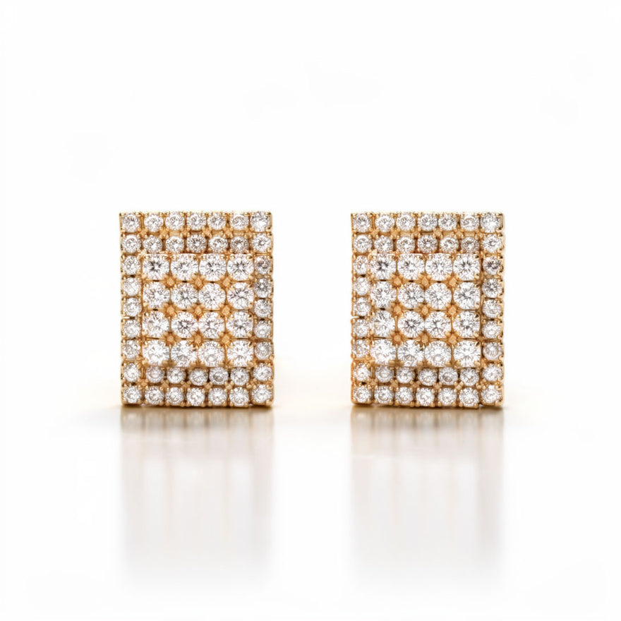 Square pavé clip-on earrings, 16 mm