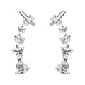 Pair of platinum-tone earrings with graduated heart-shaped cubic zirconia