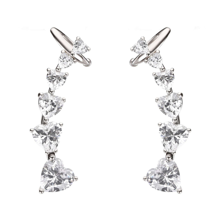 Graduated heart stud earrings, 32 mm