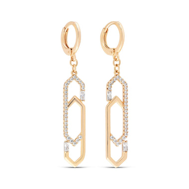 Hexagon-link drop earrings, 47 mm