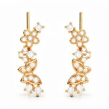 Flower and butterfly climber earrings