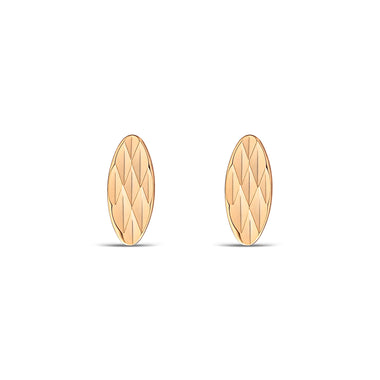 Diamond-cut oval stud earrings, 9 mm