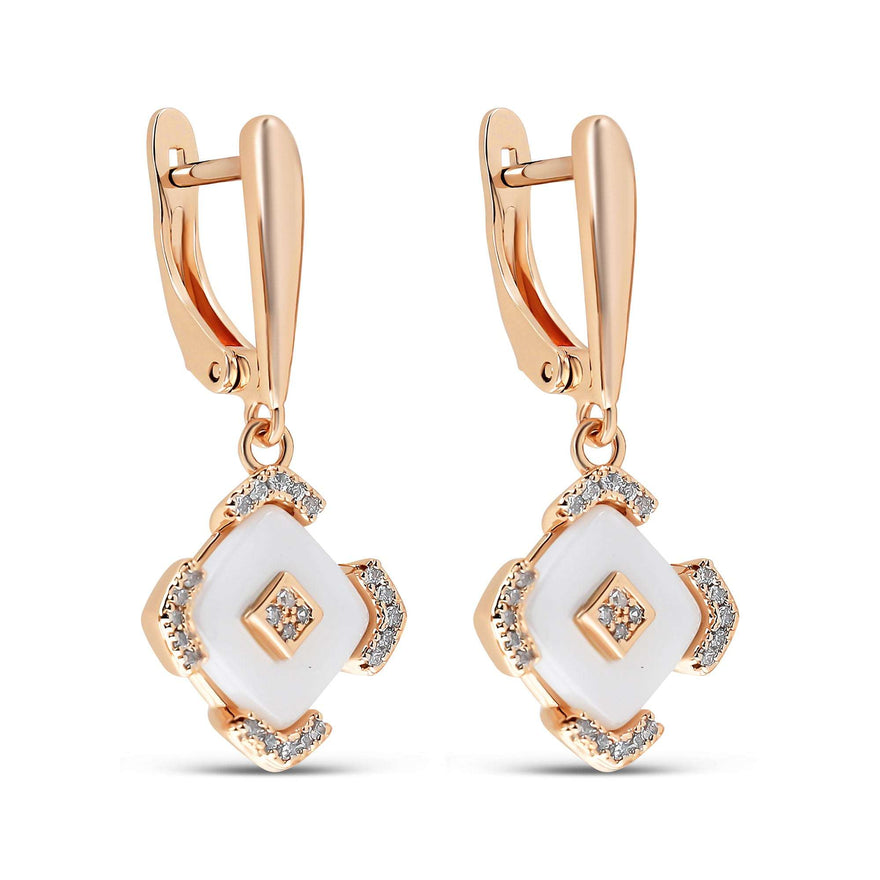 Ceramic rhombus drop earrings, 31 mm