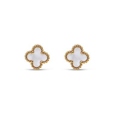Black or white enamel clover studs