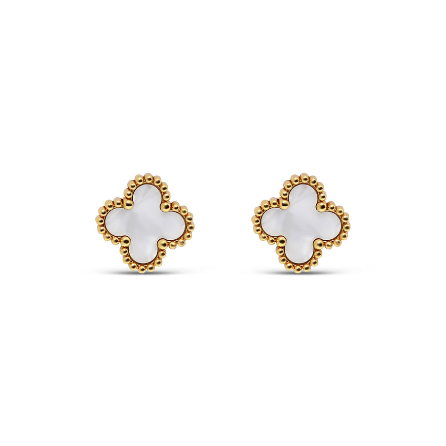 Black or white enamel clover studs