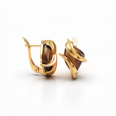 Coffee-brown cubic zirconia earrings