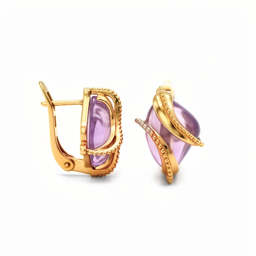 Lilac-pink cubic zirconia earrings