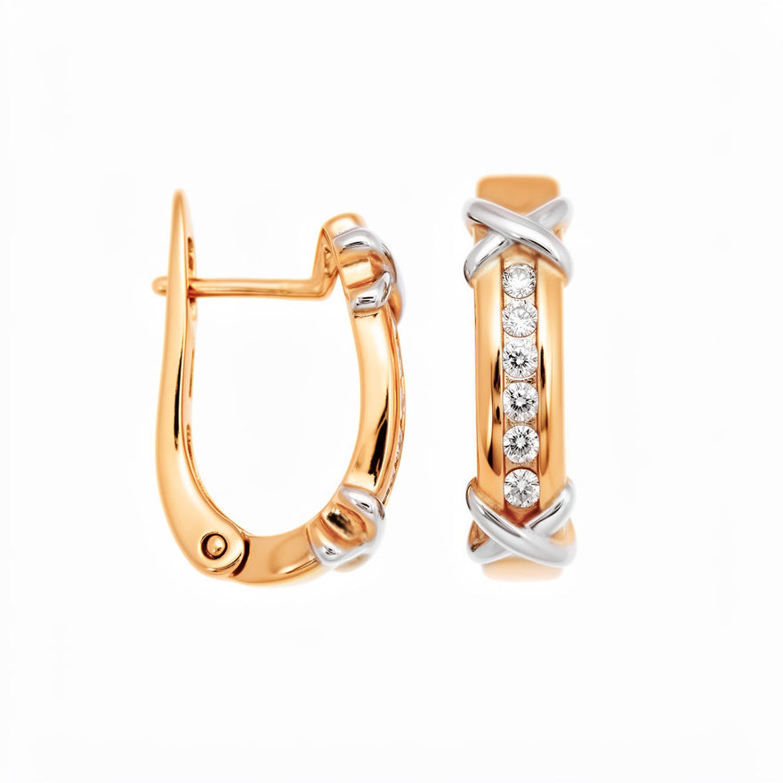 Two-tone enamel cross earrings, 20 mm