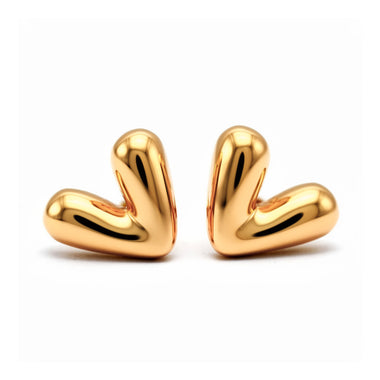 Polished puffy heart earrings, 27 mm