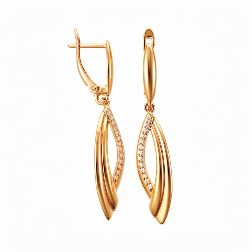 Intertwined teardrop earrings, 42 mm