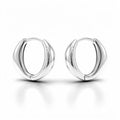 Pair of compact oval hoop earrings in a smooth, shiny silver tone