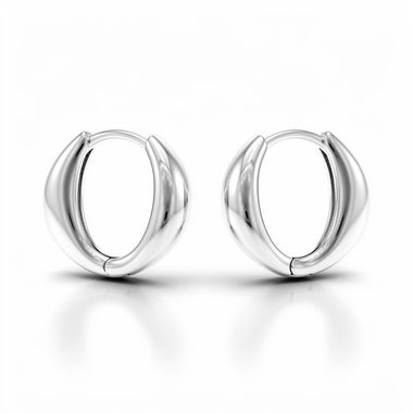 Small oval hoop earrings, 14 mm