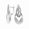 Silver-tone teardrop earrings with a zirconia band near the leverback clasp