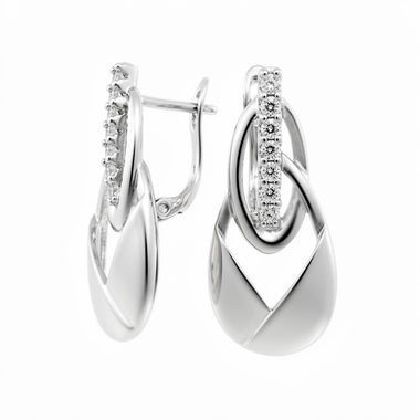 Interlocked teardrop earrings, 27 mm