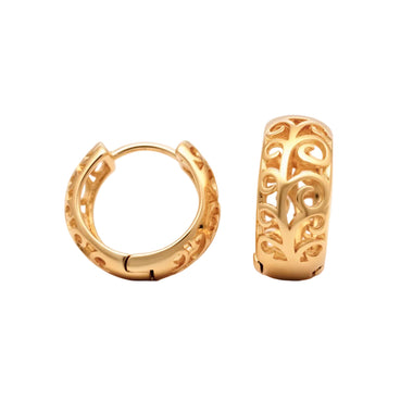 Pierced spiral hoop earrings, 13 mm