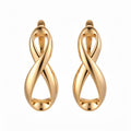 Pair of gold-plated infinity earrings with smooth twisted lines and leverback clasps