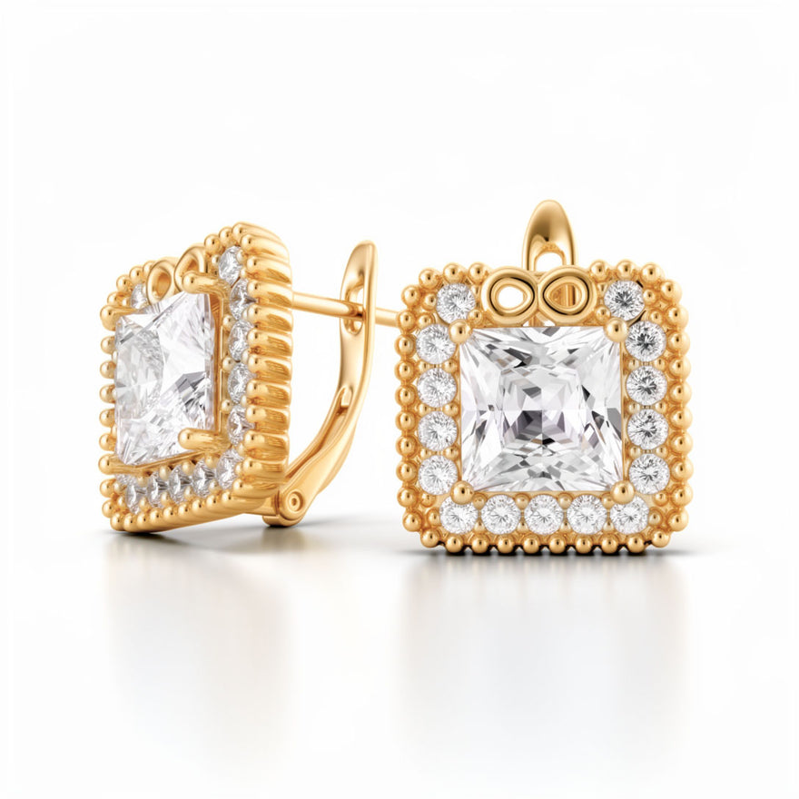 Square infinity drop earrings, 13 mm