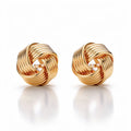 Textured knot stud earrings with 18K gold plating, no stones