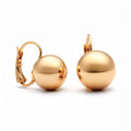 Round gold-tone ball earrings with a glossy finish and secure clasps