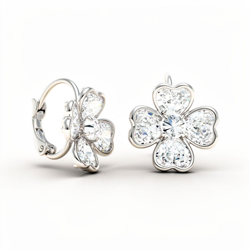 Heart-cut clover earrings, 16 mm