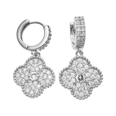 Clover charm hoop earrings, 28 mm