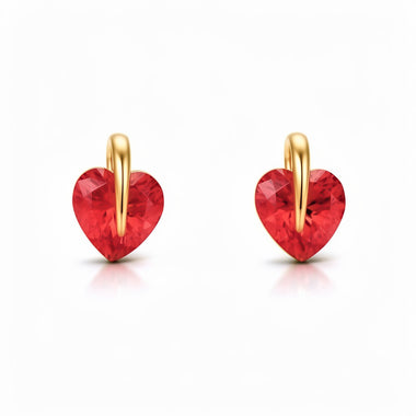 Red heart cubic zirconia studs, 10 mm
