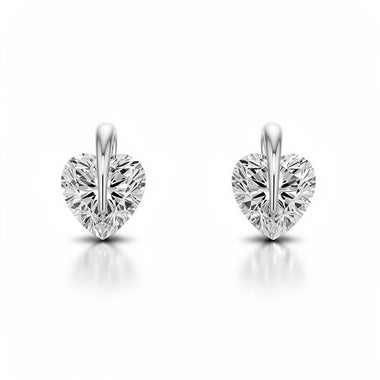 Clear heart cubic zirconia studs, 10 mm