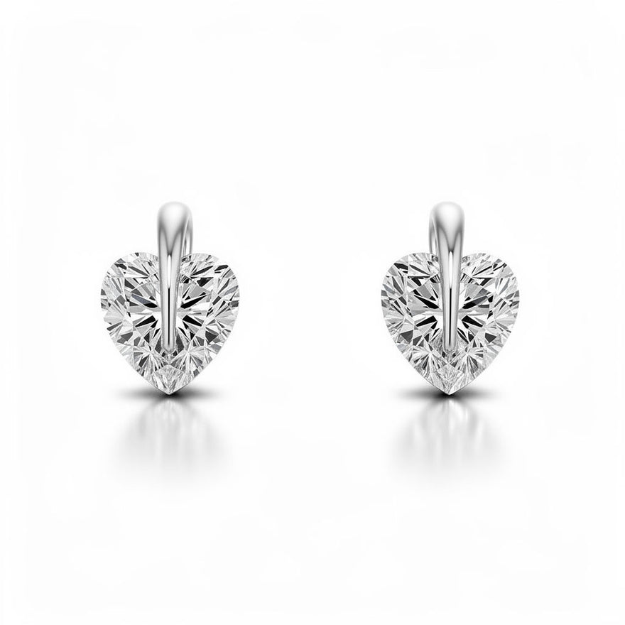 Clear heart cubic zirconia studs, 10 mm