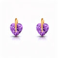 Violet heart cubic zirconia studs with gold-tone mounts