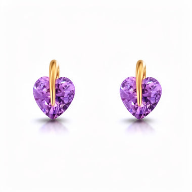 Violet heart cubic zirconia studs