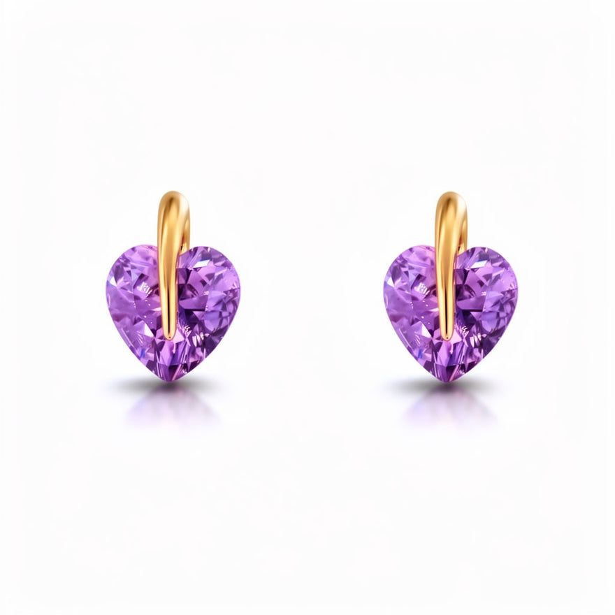 Violet heart cubic zirconia studs