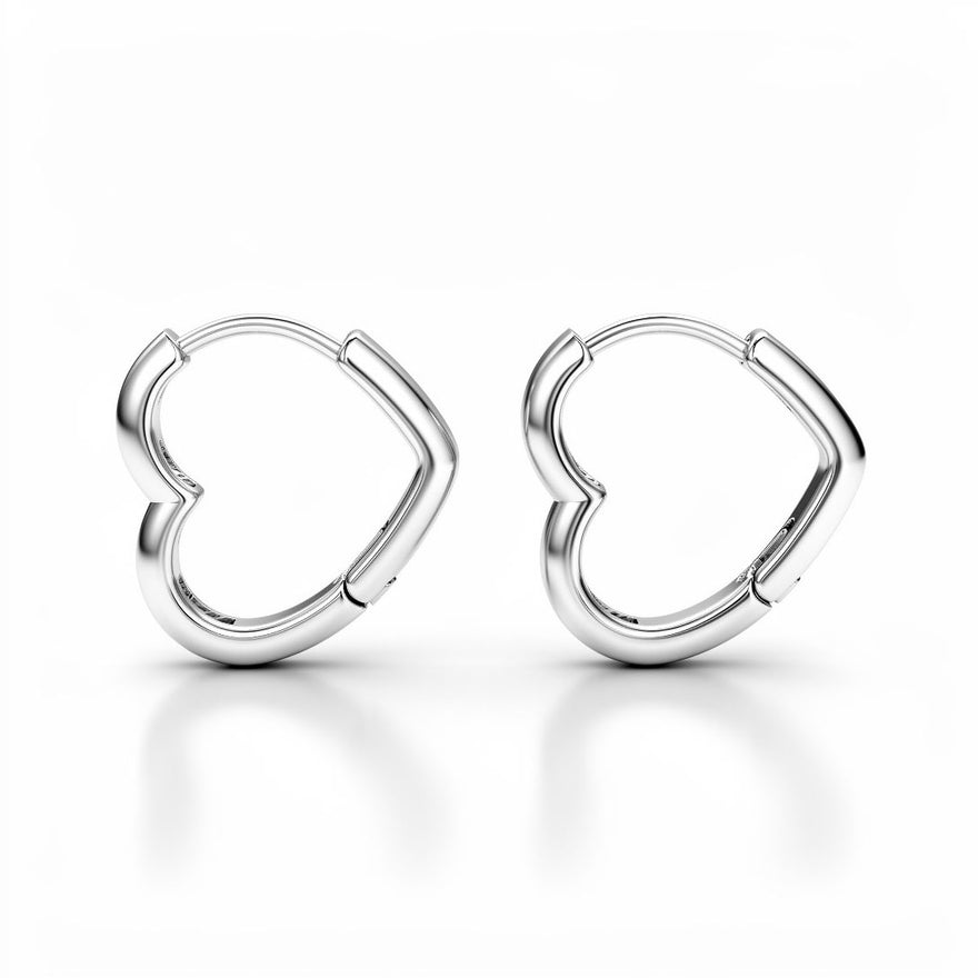 Smooth heart-shaped hoops, 14 mm
