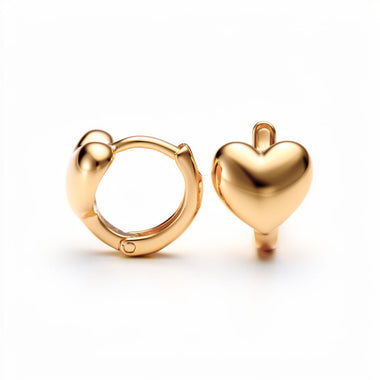 Small heart-shaped hoops, 9 mm