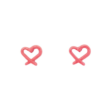 Tiny red enamel heart studs, 5 mm