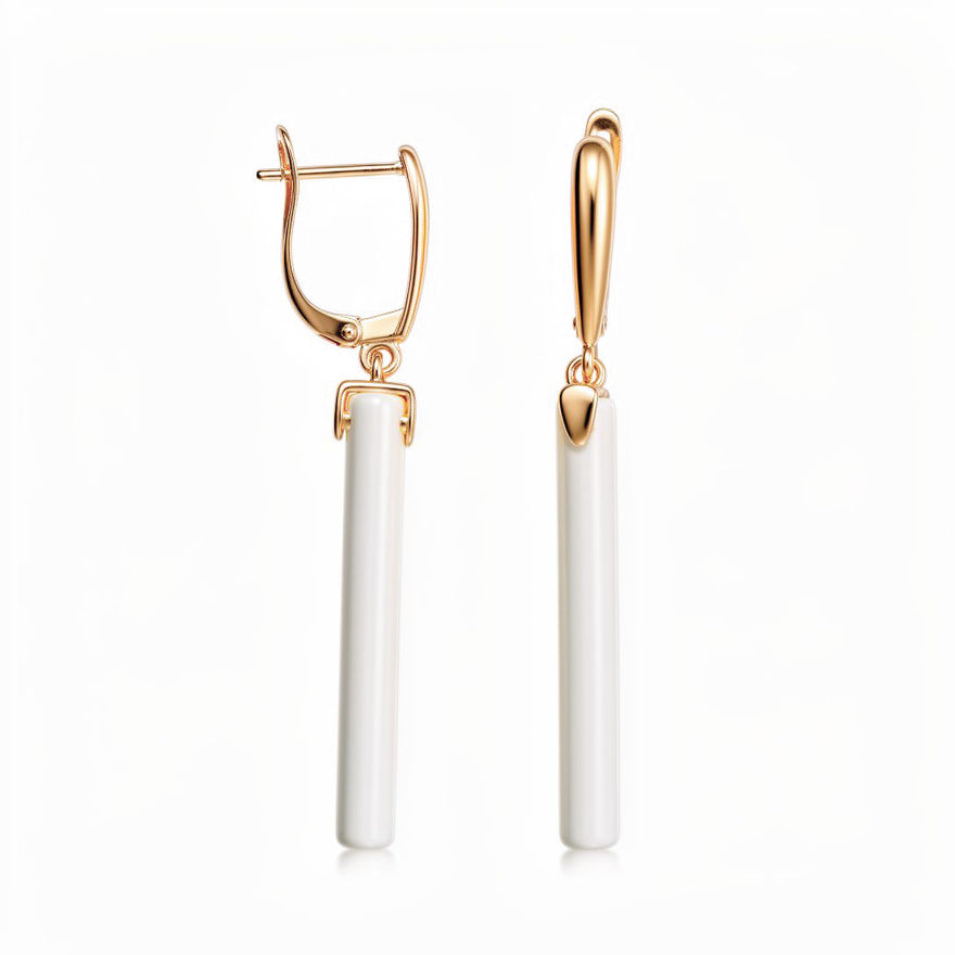 Ceramic cylinder drop earrings, 49 mm