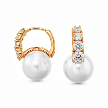 Pearl and cubic zirconia drops, 20 mm