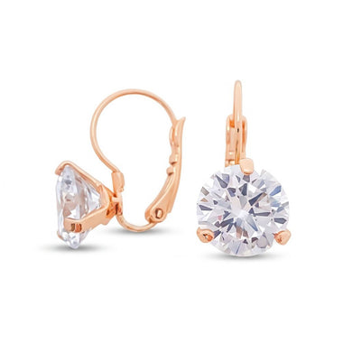 Round solitaire drop earrings, 19 mm