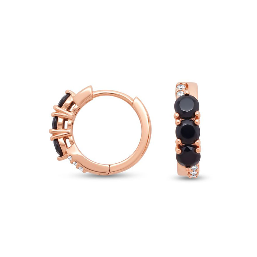 Black cubic zirconia hoop earrings