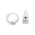Smooth silver-tone hoop earrings with no stones and a secure hinged closure