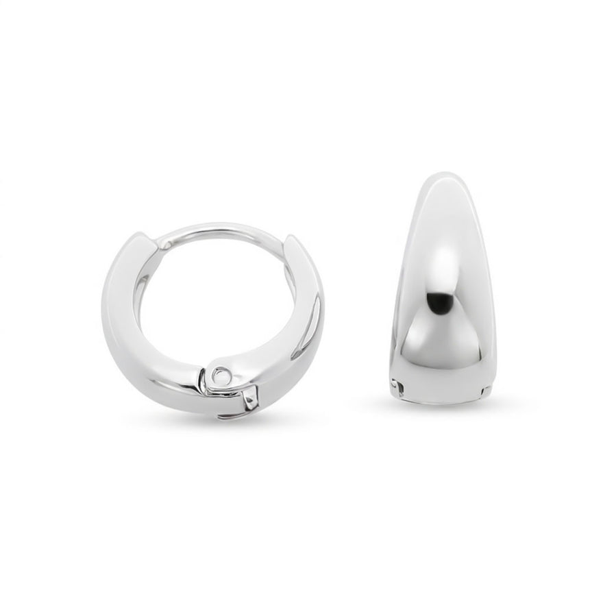 Smooth hinged hoop earrings, 11 mm