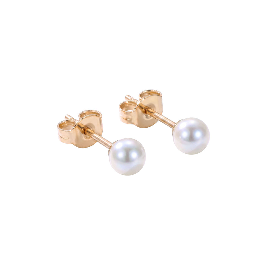 Delicate faux pearl studs, 5 mm