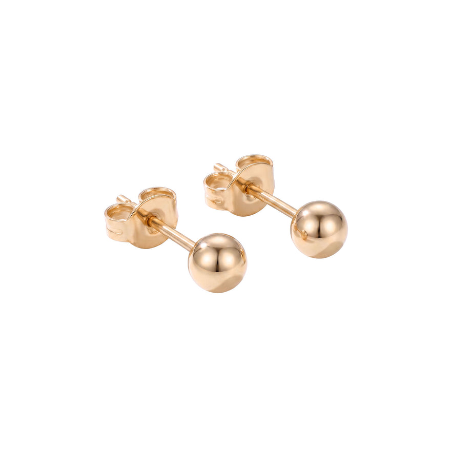 Smooth ball stud earrings, 5 mm