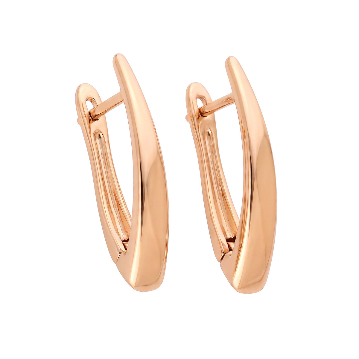Minimalist women's earrings without stones, with a leverback clasp