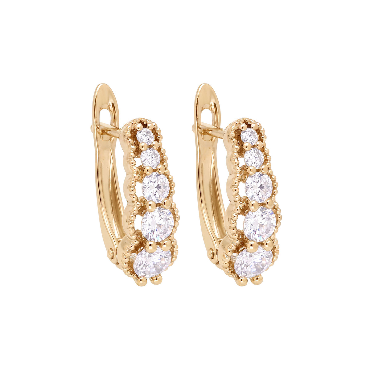 15 mm earrings with five cubic zirconia