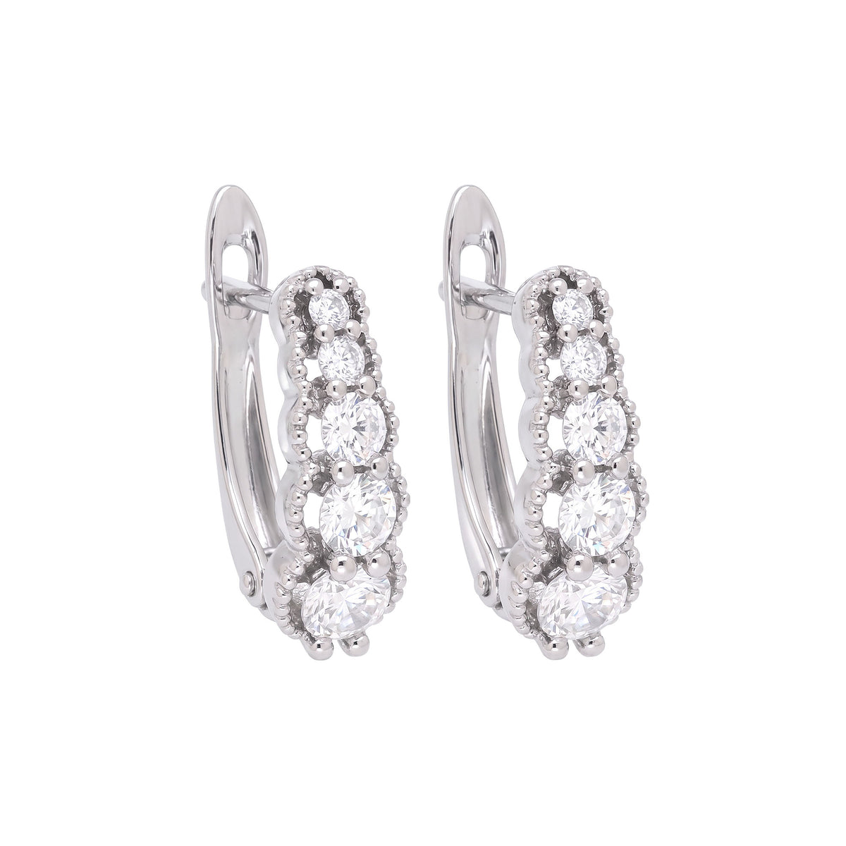 15 mm leverback earrings with clear stones